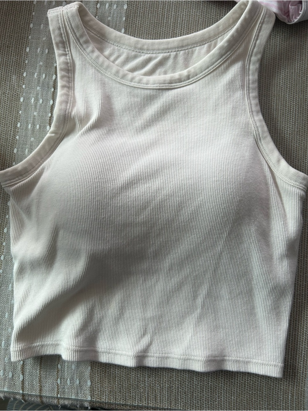 Uniqlo built in bra Ribbed Tank Top in Cream